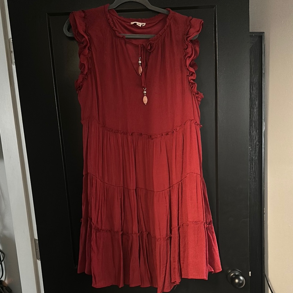 Red Sleeveless Ruffle Dress